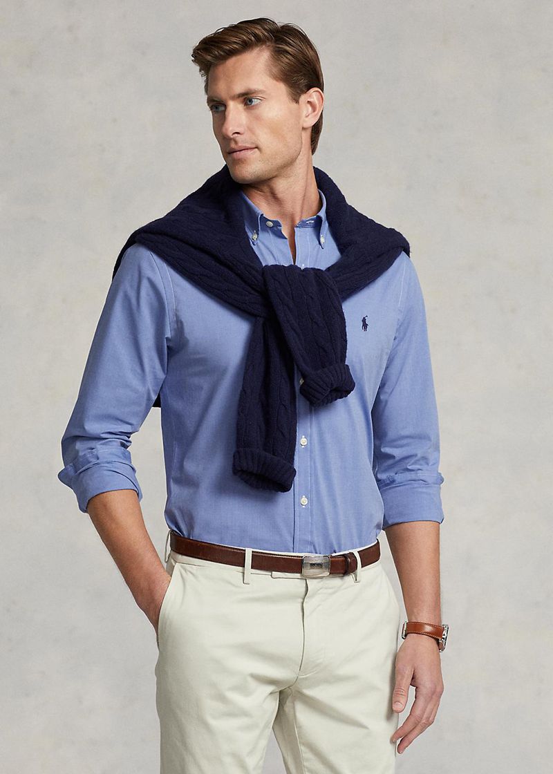ポロ ラルフ ローレン シャツ メンズ 青 スリム フィット ストレッチ Poplin DMOZA7620